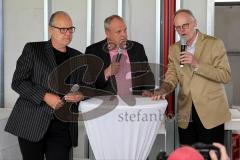 Pre-Opening des Funktionsgebäudes mit anliegendem Jugendhaus - Moderator Harald Stenger mitte - Peter Jackwerth Vorstand FC Ingolstadt 04 - Dr. Frank Dreves rechts -  Foto: Jürgen Meyer