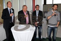 Pre-Opening des Funktionsgebäudes mit anliegendem Jugendhaus - Moderator Harald Stenger - Gerhard Bonschab links - Thomas Gogl rechts - Stefan Leitl ganz rechts - Foto: Jürgen Meyer