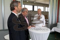 Pre-Opening des Funktionsgebäudes mit anliegendem Jugendhaus - Moderator Harald Stenger mitte - Sportdirektor FC Ingolstadt 04 Thomas Linke links - Roland Reichelt rechts -  Foto: Jürgen Meyer