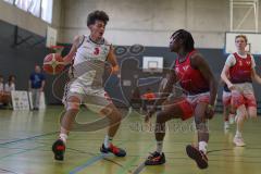 Basketball Bayernliga Herren - Saison 2026/27 - PSV Ingolstadt - TSV Milbertshofen - Igbinovia Michael rot Milbertshofen - Petrovic Noel Dian weiss Ingolstadt - Foto: Meyer Jürgen