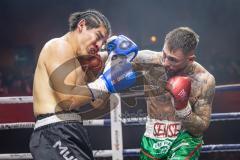 Night 4 Fight, Boxen; Profiboxer Rawil Fatullaew 32 (grüne Hose) gegen den 22-jährige Mexikaner Brayan Hernandez Pintor (schwarze Hose), Sieger Fatullaew nach Punkten in 6 Runden