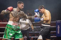 Night 4 Fight, Boxen; Profiboxer Rawil Fatullaew 32 (grüne Hose) gegen den 22-jährige Mexikaner Brayan Hernandez Pintor (schwarze Hose), Sieger Fatullaew nach Punkten in 6 Runden