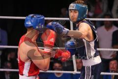 Ingolstädter Boxnacht - Fronte79 - Box-Club Ingolstadt vs. Auswahl München - rot Arton Berisha gegen blau Parthenis Tokmakidis (BCI)