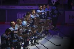 Eishockey - Saison 2022/23 - Finale - ERC Ingolstadt - Red Bull München - Die Mannschaft bei der Nationalhymne - Foto: Ralf Lüger
