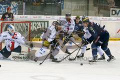 DEL - Eishockey - ERC Ingolstadt - Eisbären Berlin - Saison 2015/2016 - Brian Lebler (#7 ERC Ingolstadt) - Vehanen Petri Torwart (#31 Berlin) - Dupont Michael (#25 Berlin) - Haase Henry (#4 Berlin) - Foto: Jürgen Meyer