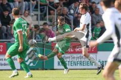 Relegation - Bezirksliga - Saison 2024/25 - FC Gerolfing - Tus Raubling - Christian Träsch grün Gerolfing - Lukas Schöffel weiss Raublin - Foto: Meyer Jürgen