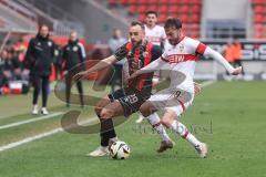 3. Liga; FC Ingolstadt 04 - VfB Stuttgart II; Zweikampf Kampf um den Ball David Kopacz (29, FCI) Nothnagel Dominik (29 VFB)