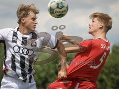 Bayernliga Nord - Saison 2026/27 - FC Ingolstadt 04 II - Jahn Regensburg II - Patrick Bachmann (Nr.11 - FCI II) - Raphael Steudtner rot Regensburg - Foto: Meyer Jürgen