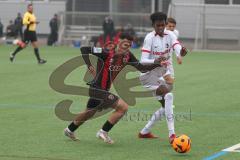 A-Junioren Bundesliga  - Saison 2024/25 - A-Junioren - DFB Vereinspokal - Viertelfinale FC Ingolstadt 04 - SC Freiburg - Berk Beran rot FCI - Nuur Mohamed Billal weiss Freiburg  - Foto: Meyer Jürgen