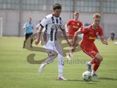 Bayernliga Nord - Saison 2026/27 - FC Ingolstadt 04 II - Jahn Regensburg II - Noel Lakatos weiss FCI - Henrik Heid rot Regensburg - Foto: Meyer Jürgen