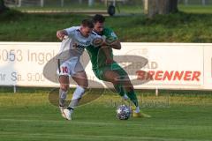 Landesliga - Saison 2024/25 - SV Manching - SV Cosmos Aystetten - Abdel Abou-Khalil (Nr.20 - SV Manching) - Dejan Mijalovic weiss Aystetten - Foto: Meyer Jürgen