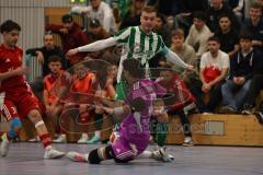 Lotto Bayern Hallencup - Saison 2024/25 - Türkisch SV Ingolstadt - SV Manching - Finale - Dzenis Seferovic grün Manching - Tobias Gooss TW Türkisch - Foto: Meyer Jürgen