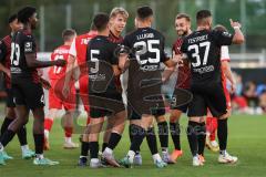 Testspiel; FC Ingolstadt 04 - FSV Zwickau; Thomas Rausch (45, FCI) Tor Jubel Treffer 2:0 mit David Kopacz (29, FCI) Arian Llugiqi (25, FCI) Pascal Testroet (37, FCI)