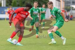 Bayernliga Nord - Saison 2023/2024 - FC Ingolstadt 04 - VFB Eichstätt - Michael Udebuluzor (Nr.24 - FCI U21) - Zimmermann Johannis #6 grün Eichstätt - Foto: Meyer Jürgen