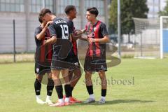 Bayernliga Nord - Saison 2024/25 - FC Ingolstadt 04 II - TSV Karlburg - Der 1:0 Führungstreffer durch Micah Ham (Nr.25 - FCI U21) - jubel - - XXXXX - Foto: Meyer Jürgen