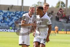 3. Liga; 1. FC Saarbrücken - FC Ingolstadt 04 - Tor Jubel Treffer Marcel Costly (22, FCI) Sitz Dennis Borkowski (7, FCI) Benjamin Kanuric (8, FCI)