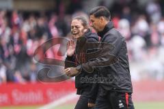 3. Liga; Energie Cottbus - FC Ingolstadt 04; Halbzeitpause Co-Trainer Fabian Reichler (FCI) Cheftrainerin Sabrina Wittmann (FCI)