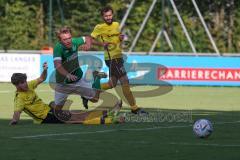 Kreisliga - Saison 2023/2024 - FC Gerolfing - FC Hitzhofen/Oberzell - Lukas Achhammer grün Gerolfing - Niclas Filser
 gelb Hitzhofen - Foto: Meyer Jürgen