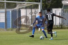 Bayernliga Nord - Saison 2024/25 - FC Ingolstadt 04 II - TSV Karlburg - Jason Osei Tutu (Nr.11 - FCI U21) - Leon Zwickl Torwart Karlburg - XXXXX - Foto: Meyer Jürgen