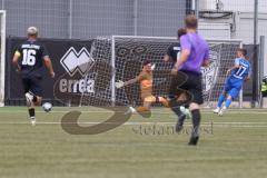 Bayernliga Nord - Saison 2024/25 - FC Ingolstadt 04 II - FC Münchberg - Der 0:1 Führungstreffer durch Seifert Ferdinant blau Münchberg - jubel -  - Torwart Lars Boehmke (Nr.1 - FCI U21) - Foto: Meyer Jürgen