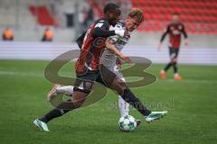 3. Liga - Saison 2026/27 - FC Ingolstadt 04 - SV Wehen Wiesbaden - Joseph Ganda (Nr.16 - FCI) - Donny Bogicevic (Nr.8 - Wehen/Wiesbaden) - Foto: Meyer Jürgen