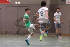 Hallenturnier Ingolstadt Nord - Saison 2024/25 - MBB SG MAnching - FC Fatih Ingolstadt  - Mustafa Kalidirim weisss Manching - Robert Henemann grün Fatih  - Foto: Meyer Jürgen