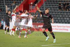 3. Liga - Saison 2025/26 - VFB Stuttgart II - FC Ingolstadt 04  - Der 1:2 Anschlusstreffer durch Mads Borchers (Nr.9 - FC Ingolstadt 04) - jubel - Foto: Meyer Jürgen