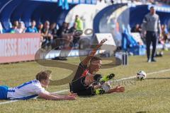 3. Liga; FC Hansa Rostock - FC Ingolstadt 04; Foul Marcel Costly (22, FCI) am Boden