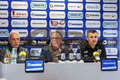 3. Liga; SV Meppen - FC Ingolstadt 04; nach dem Spiel Cheftrainer Michael Köllner (FCI) Pressekonferenz Cheftrainer Ernst Middendorp (SVM)