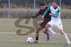 *** Bayernliga Nord - Saison 2025/26 - *** FC Ingolstadt 04 II - SC Eltersdorf - Manfred Strobel weiss Eltersdorf  - Ognjen Draculic (Nr.9 - FC Ingolstadt II) - Foto: Meyer Jürgen