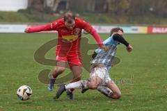 Kreisliga - Saison 2025/26- TSV Kösching - FC Sandersdorf - Mathias Scharlach blau Sandersdorf  - Sebastian Schneeberger rot Kösching - Foto: Meyer Jürgen