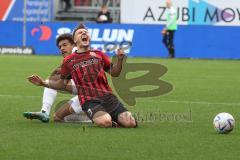 3.Liga - Saison 2022/2023 - FC Ingolstadt 04 -  SV Meppen - Dominik Franke (Nr.3 - FCI) wird gefoult - Foto: Meyer Jürgen