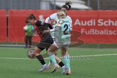 2. Bundesliga Frauen - Saison 2025/26 - FC Ingolstadt 04 Frauen - SG Andernach - Leonie Haberäcker (Nr.27 - FC Ingolstadt Frauen I) - Schuhmacher Magdalena grün Andernach  mitte - Pfeiffer Isabell grün Andernach  - Foto: Meyer Jürgen