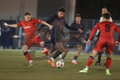 *** Bayernliga Nord - Saison 2025/26 - FC Ingolstadt 04 II - ASV Neumarkt - Ognjen Draculic (Nr.9 - FC Ingolstadt II) - Selim Mjaki rot Neumarkt - Foto: Meyer Jürgen