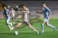 Toto-Pokal 2024; TürkGücü München - FC Ingolstadt 04; Sebastian Grönning (11, FCI) Kurija, Dominik (TGM) Haimerl, Deniz (5TGM)