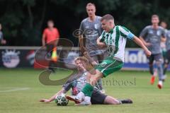 Landesliga - Saison 2025/26 - SV Manching - FC Stätzling - Sebastian Graßl (Nr.10 - SV Manching) - Maximilian Pletschacher FC Stätzling  - Foto: Meyer Jürgen