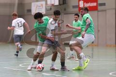 Hallenturnier Ingolstadt Nord - Saison 2024/25 - MBB SG MAnching - FC Fatih Ingolstadt  - Daniel Powel weisss Manching - Mert Karatas grün Fatih - Sebastian Rutkowski grün Fatih rechts - Foto: Meyer Jürgen