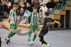 Lotto Bayern Hallencup - Lindenkreuzhalle Saison 2024/25 - DJK München -  SV Manching - Dzenis Seferovic grün Manching - Ben Puta schwarz München - Foto: Meyer Jürgen