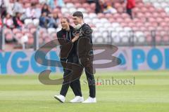 3. Liga; Energie Cottbus - FC Ingolstadt 04; vor dem Spiel Cheftrainerin Sabrina Wittmann (FCI) und Felix Keidel (43, FCI)