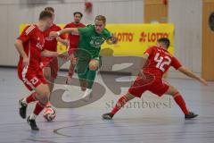 Lotto Bayern Hallencup - Saison 2024/25 - Halbfinale  - SV Manching -  Türkisch SV Ingolstadt - Baha Asici  rot Türkisch SV - Fabian Neumayer grün Manching -  Foto: Meyer Jürgen