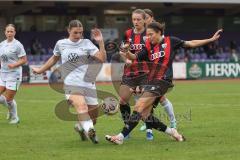 2. Frauen Bundesliga - Saison 2025/26- FC Ingolstadt 04 - VFL Wolfsburg - Stefanie Reischmann (Nr.24 - FC Ingolstadt Frauen I) mitte  - Annika Kömm (Nr.25 - FC Ingolstadt Frauen I) - Foto: Meyer Jürgen
