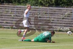 Bayernliga Nord - Saison 2025/26 - FC Ingolstadt 04 II - SV Weiden - Patrick Bachmann (Nr.8 - FC Ingolstadt II) - Becic Eldin Torwart Weiden - Foto: Meyer Jürgen