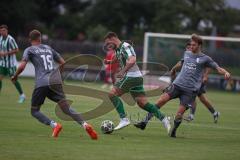 Landesliga - Saison 2025/26 - SV Manching - FC Stätzling - Marcel Posselt (Nr.12 - SV Manching) - Tim Sautter #15 FC Stätzling  - Foto: Meyer Jürgen