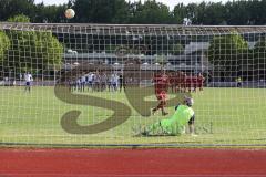 Relegation - Saison 2022/2023 - TSV Baar/Ebenhausen - TV Münchsmünster - Ferdinand Heissler rot Ebenhausen verschiesst den Elfmeter - Markus Schemmel Torwart Münchsmünster - Foto: Meyer Jürgen