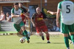 Freundschaftsspiel- Saison 2025/26- SV Kasing - FC Geisenfeld-  - Bilal Rihani grün Geisenfeld - Ömer Sali Moustafa rot Kasing - Foto: Meyer Jürgen