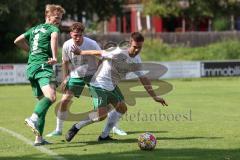 Bezirksliga - Saison 2024/25 - SV Manching - TSV Jetzendorf - Rainer Meisinger (Nr.8 - SV Manching) - Hannes Frank weiss Jetzendorf - Foto: Meyer Jürgen