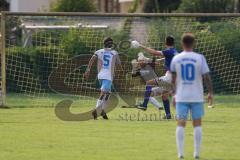 Kreisklasse - Saison 2024/25- TSV Großmehring - SV Oberstimm -  Der 1:0 Führungstreffer durch Sebastian Eisenberger blau Großmehring-  - Tomas Ruhland Torwart Oberstimm - jubel -  - Foto: Meyer Jürgen