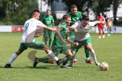 Bezirksliga - Saison 2024/25 - SV Manching - TSV Jetzendorf - Luca Oehler (Nr.3 - SV Manching) - Benedict Geuenich weiss Jetzendorf - Stefan Stöckl weiss links Jetzendorf - Foto: Meyer Jürgen