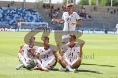 3. Liga; 1. FC Saarbrücken - FC Ingolstadt 04 - Tor Jubel Treffer 0:2 Marcel Costly (22, FCI) mit Sebastian Grönning (11, FCI) Dennis Borkowski (7, FCI) Benjamin Kanuric (8, FCI) Meditation