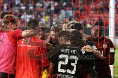 Toto-Pokal - Saison 2023/2024 - FC Ingolstadt 04 - Jahn Regensburg - Elmeterschießen gewonnen - jubel - Torwart Marius  Funk (Nr.1 - FCI) hält den Elfmeter - Foto: Meyer Jürgen